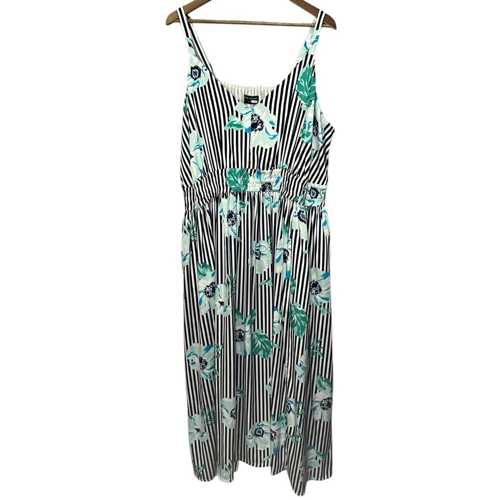 Lane Bryant Dress Sleeveless Maxi Floral Stripe Beach Summer Lightweight Size 24